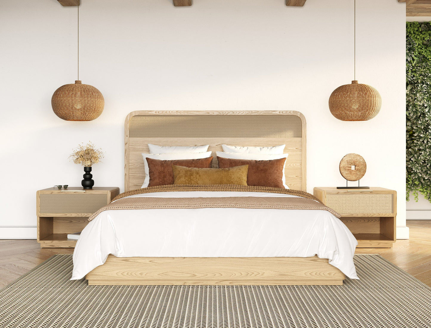 Modrest Gavin Modern Natural Ash Rattan Bed