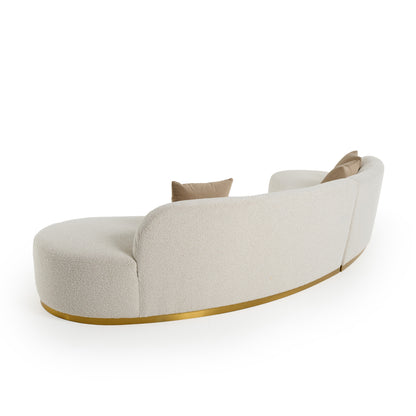 Divani Casa Frontier Glam Beige Fabric Curved Sectional Sofa with Beige Pillows