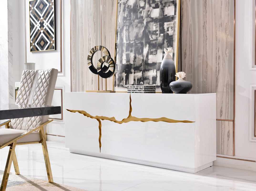 Modrest Aspen Modern White and Gold Buffet