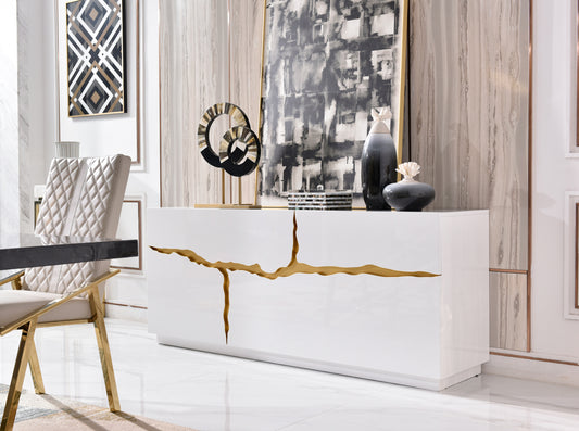 Modrest Aspen Modern White and Gold Buffet