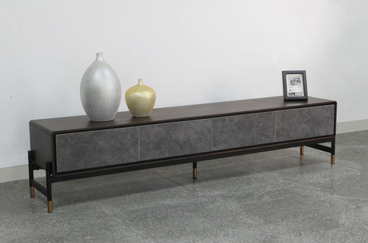 Modrest Gabrielle Contemporary Acacia and Gold TV Stand
