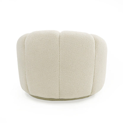 Divani Casa Gadson Contemporary White Sherpa Swivel Chair Accent Chair