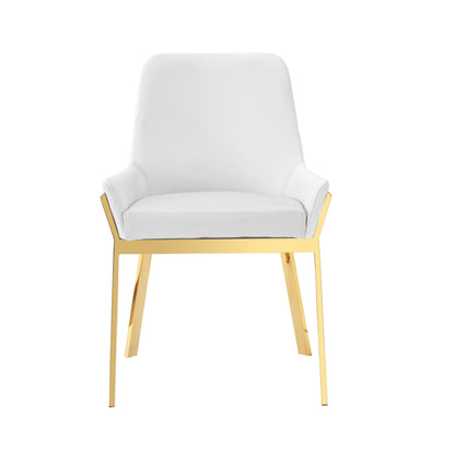 Modrest Ganon Modern White and Gold Dining Chair