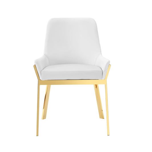 Modrest Ganon Modern White and Gold Dining Chair