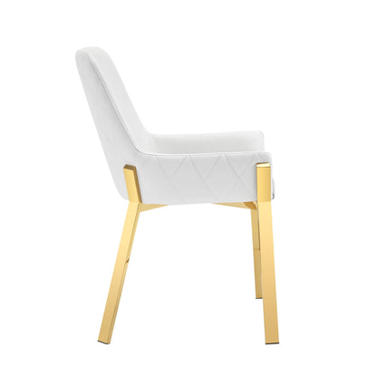 Modrest Ganon Modern White and Gold Dining Chair