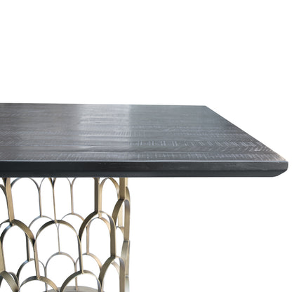 Modrest Natalie Modern Black Acacia and Antique Brass Dining Table