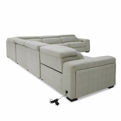 Divani Casa Gering Modern Beige Fabric Sectional With 2 Power Recliners