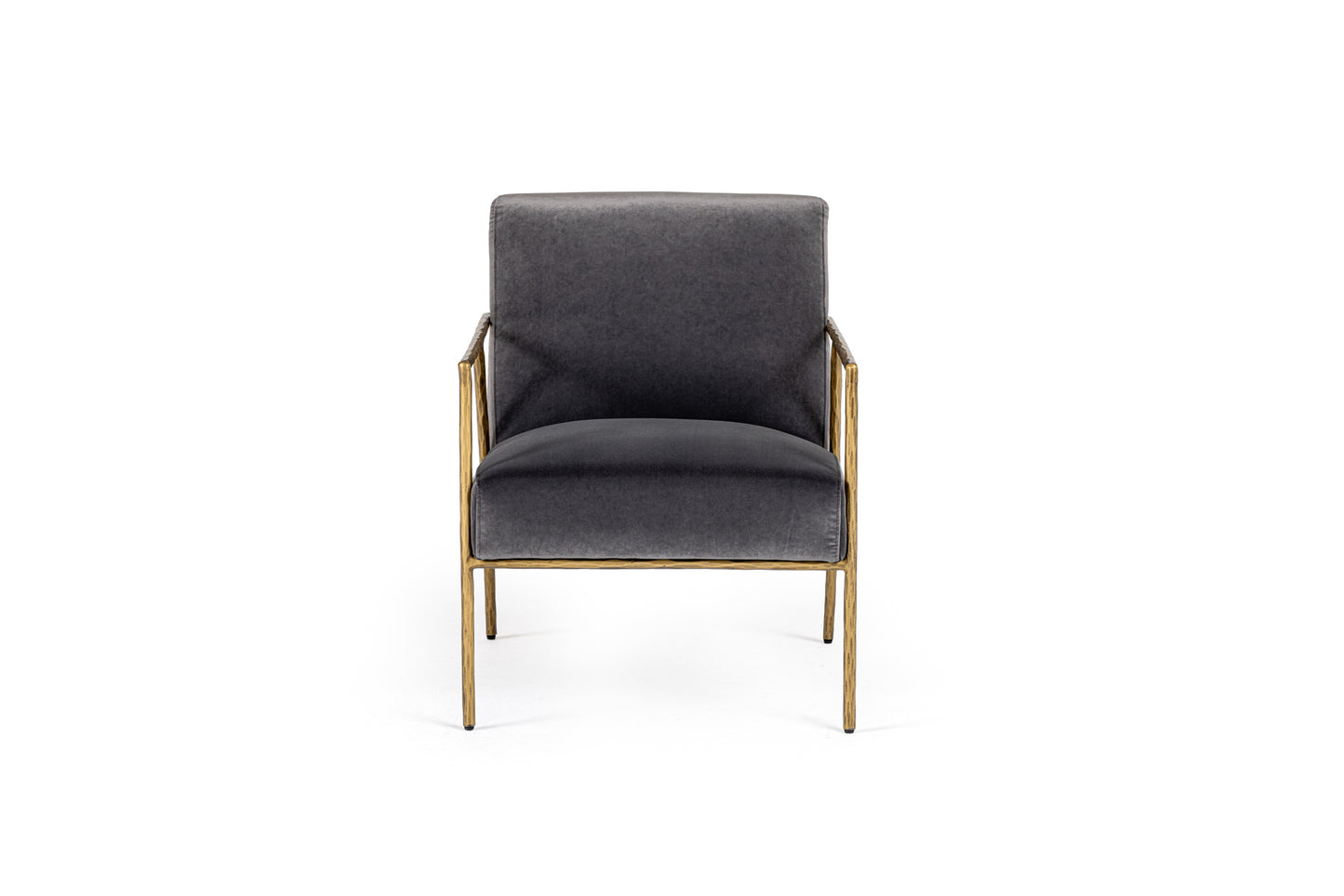 Modrest Gibbons Modern Grey Velvet Forged Gold Accent Chair