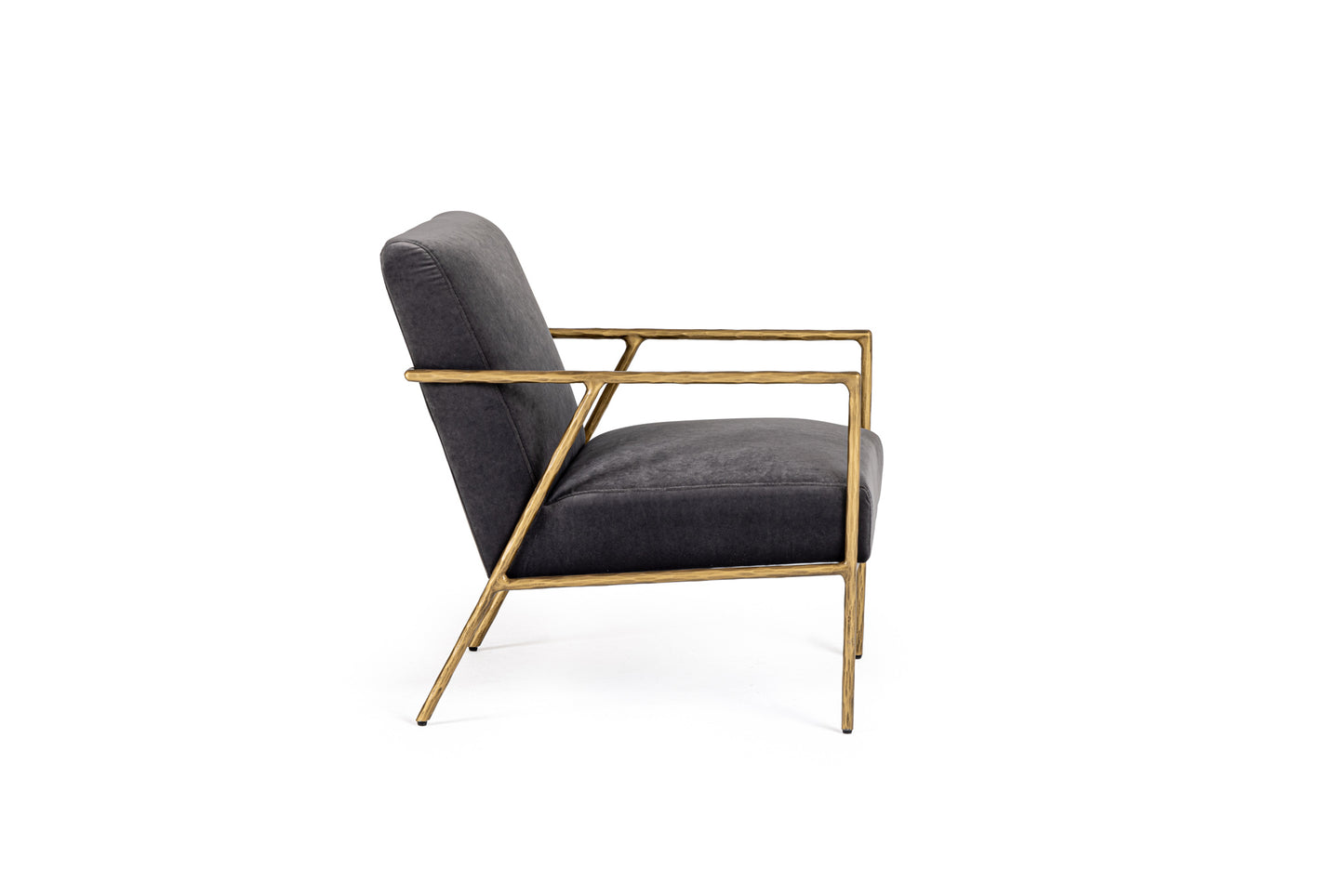 Modrest Gibbons Modern Grey Velvet Forged Gold Accent Chair