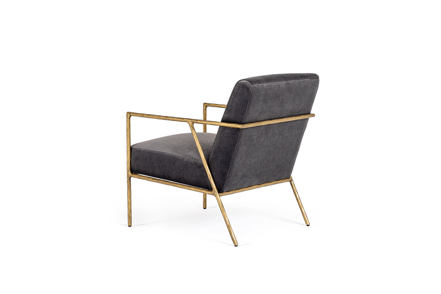 Modrest Gibbons Modern Grey Velvet Forged Gold Accent Chair
