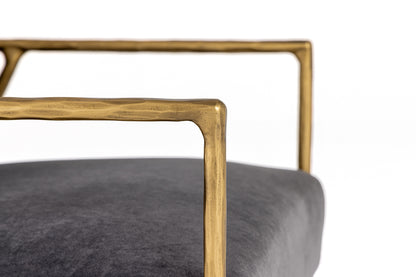 Modrest Gibbons Modern Grey Velvet Forged Gold Accent Chair