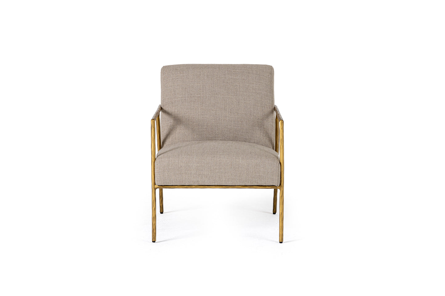 Modrest Gibbons Modern Beige Linen Forged Gold Accent Chair