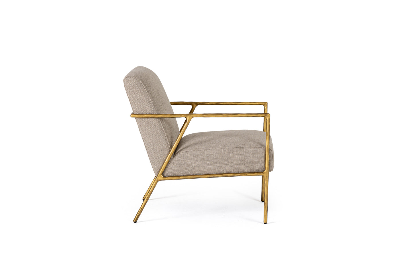 Modrest Gibbons Modern Beige Linen Forged Gold Accent Chair