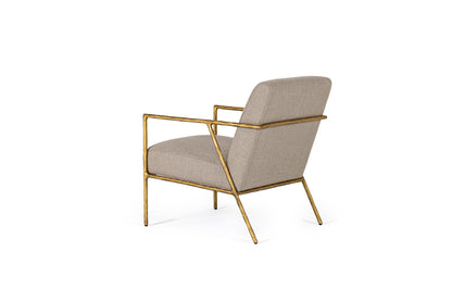 Modrest Gibbons Modern Beige Linen Forged Gold Accent Chair