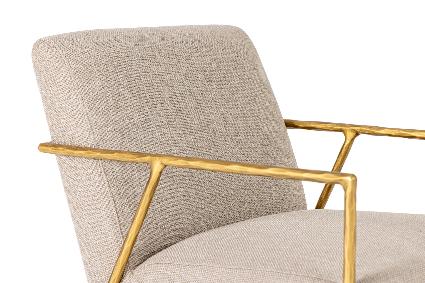 Modrest Gibbons Modern Beige Linen Forged Gold Accent Chair