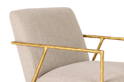 Modrest Gibbons Modern Beige Linen Forged Gold Accent Chair