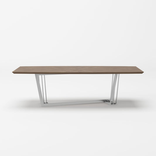 Modrest Gilroy Modern Walnut and Stainless Steel Dining Table