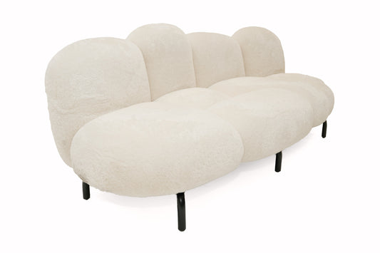 Divani Casa Glaster Contemporary White Sherpa 88" Bubble Sofa