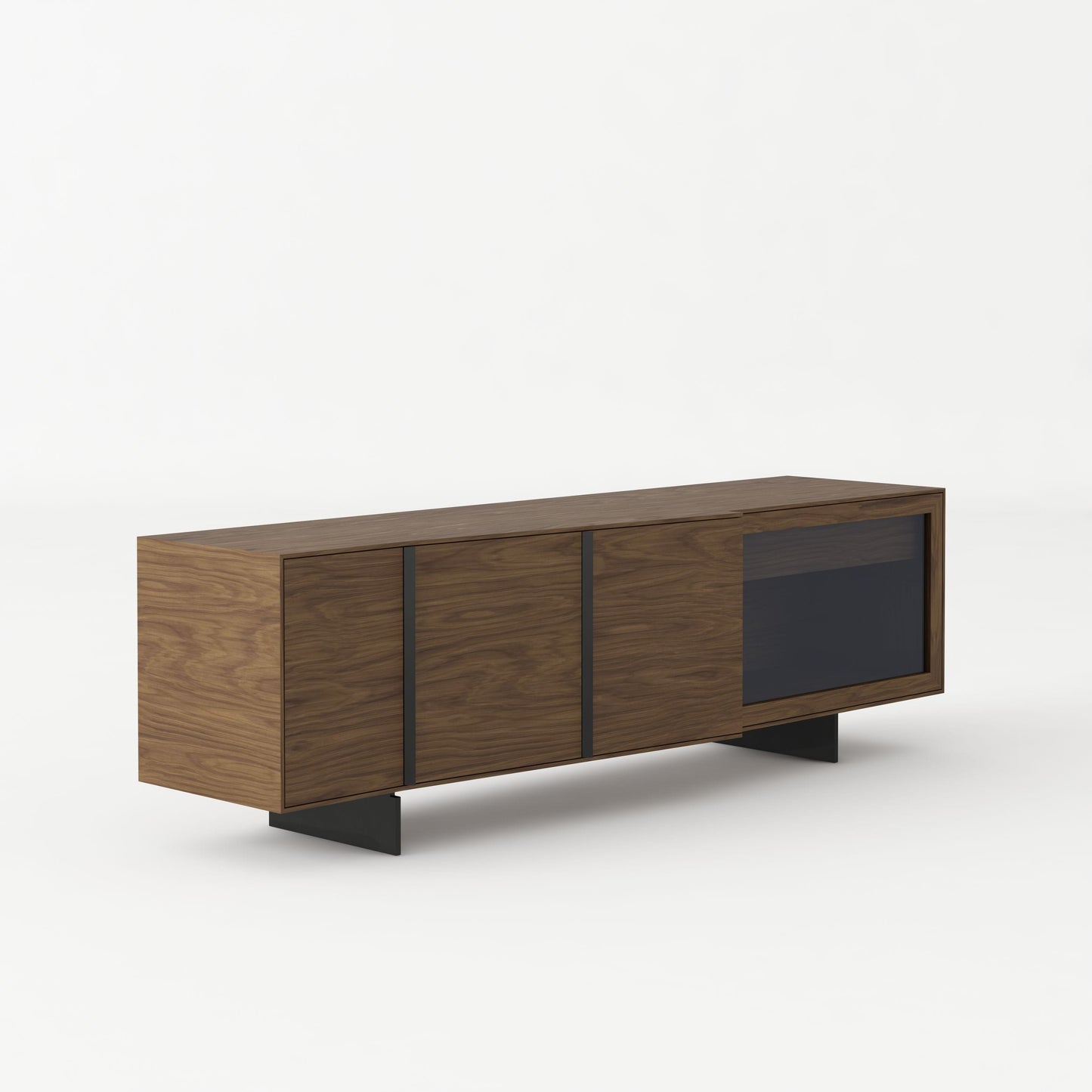 Modrest Glencoe Modern Walnut and Grey Glass Buffet