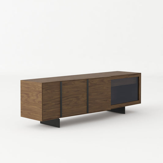 Modrest Glencoe Modern Walnut and Grey Glass Buffet