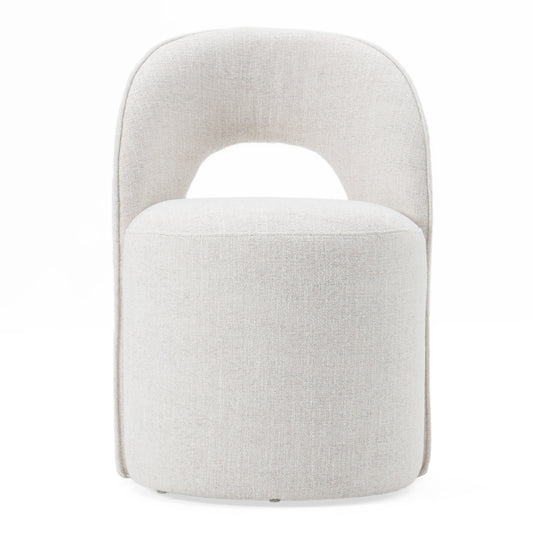 Modrest Gordon Modern Cream Fabric Swivel Dining Chair