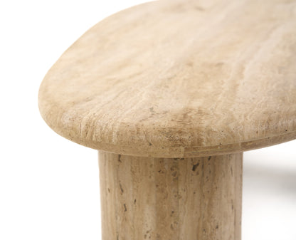 Modrest Gracemont Modern Travertine Marble Freeform Coffee Table