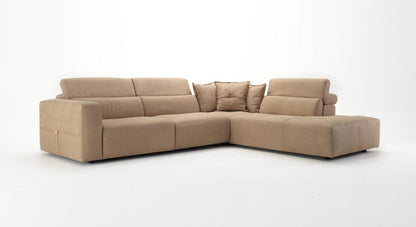 Lamod Italia Grande Italian Desert Leather Right Facing Chaise Sectional Sofa