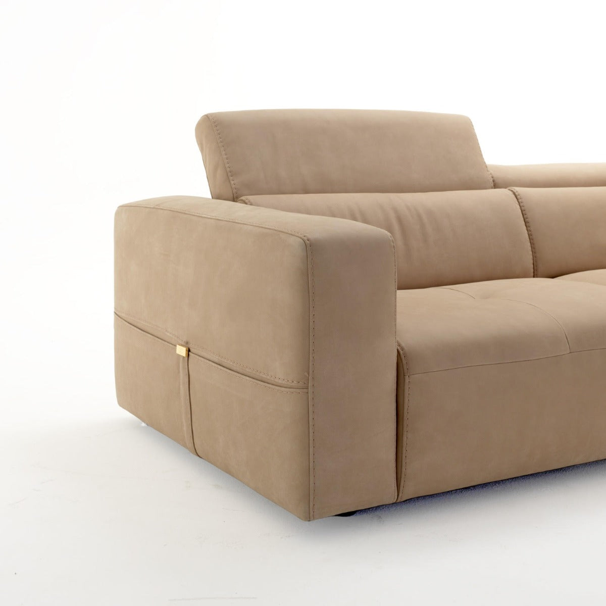 Lamod Italia Grande Italian Desert Leather Right Facing Chaise Sectional Sofa