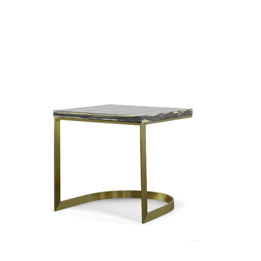 Modrest Greely Glam Black and Gold Marble End Table
