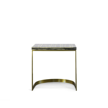 Modrest Greely Glam Black and Gold Marble End Table