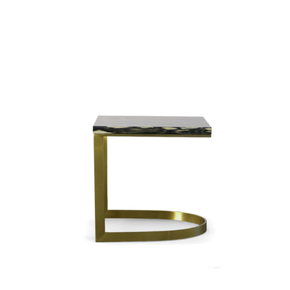 Modrest Greely Glam Black and Gold Marble End Table