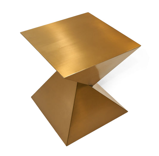 Modrest Hadler Glam Brushed Gold Metallic End Table