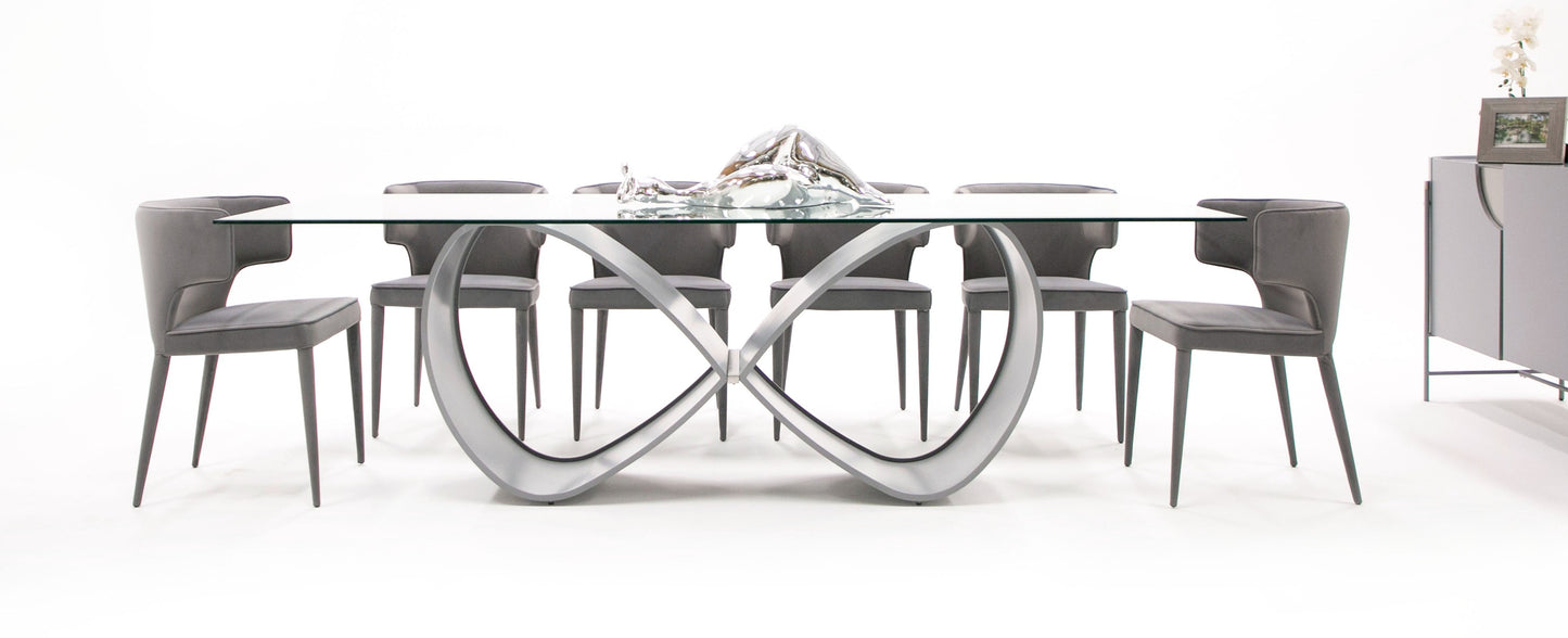 Modrest Hadley- Glass and Matte Grey Dining Table