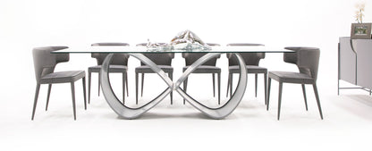Modrest Hadley- Glass and Matte Grey Dining Table