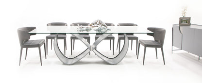 Modrest Hadley- Glass and Matte Grey Dining Table