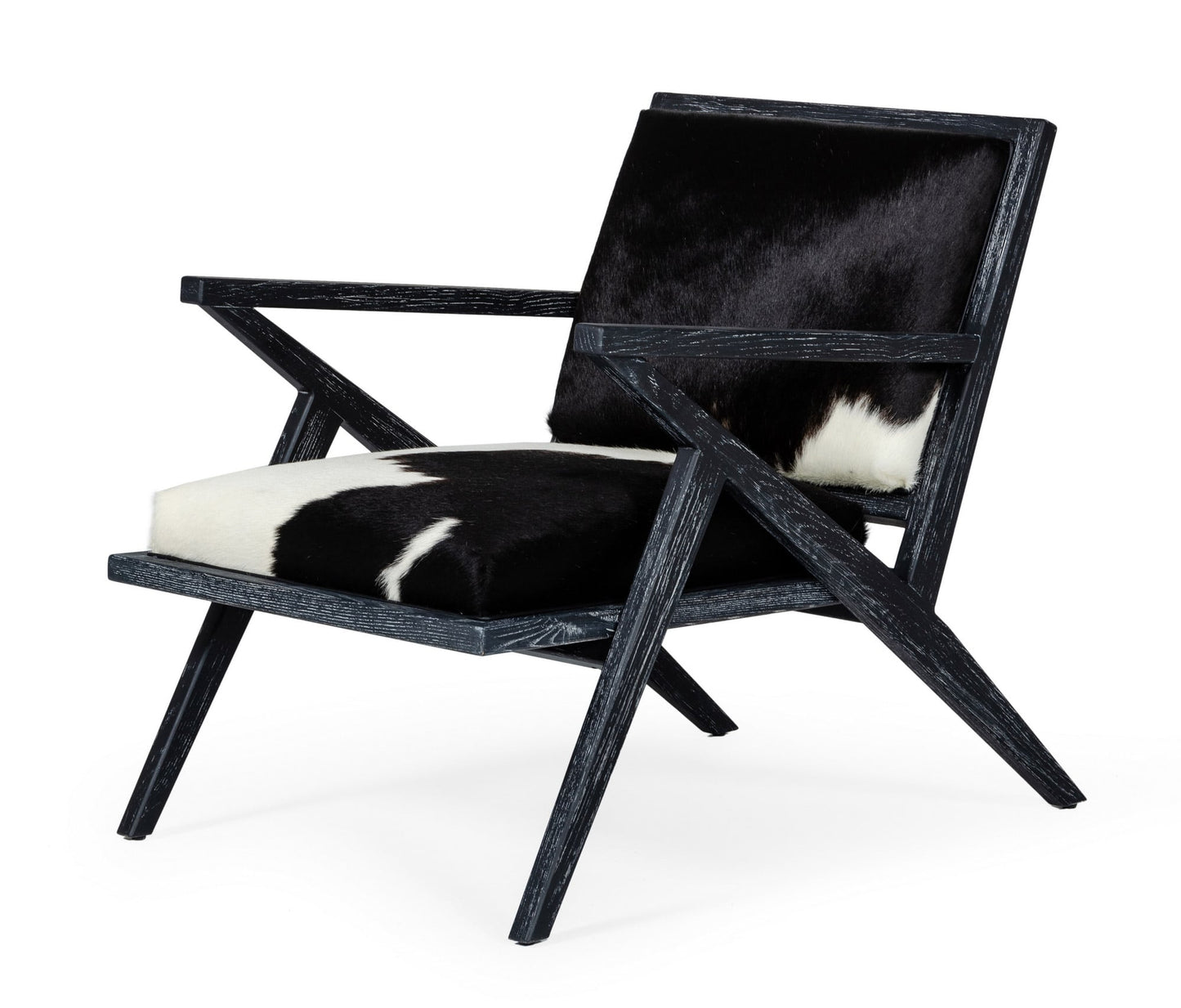 Modrest Hallam Glam Black and White Cowhide Accent Chair
