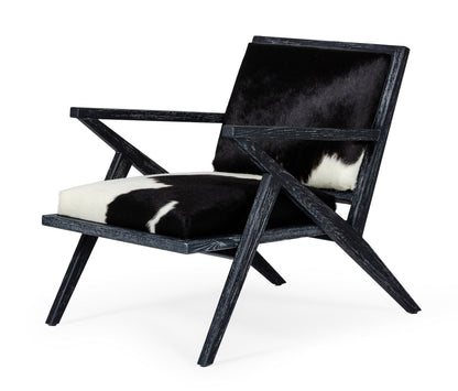 Modrest Hallam Glam Black and White Cowhide Accent Chair