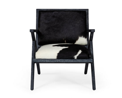 Modrest Hallam Glam Black and White Cowhide Accent Chair