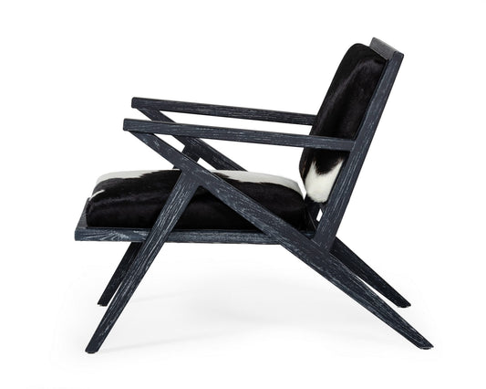 Modrest Hallam Glam Black and White Cowhide Accent Chair