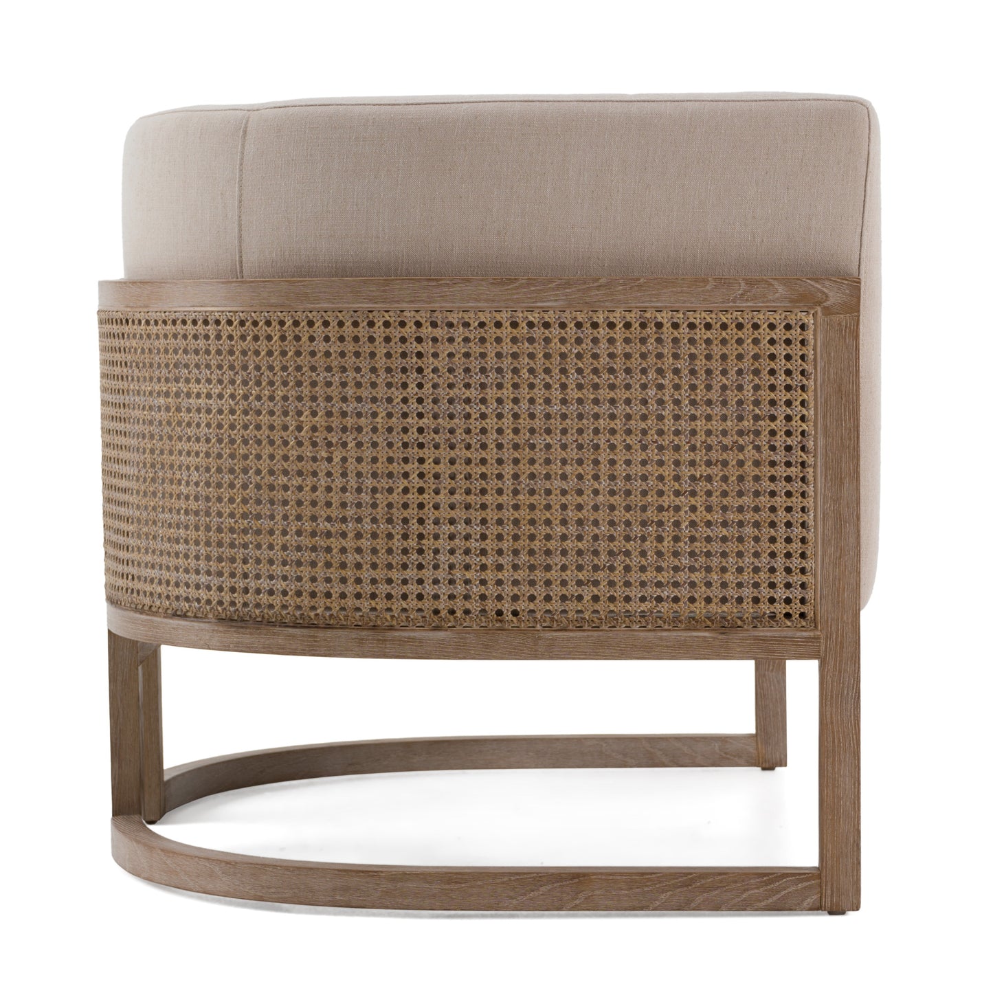 Modrest Haney Modern Grey Fabric Grey Oak+ Rattan Accent Chair