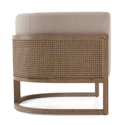 Modrest Haney Modern Grey Fabric Grey Oak+ Rattan Accent Chair