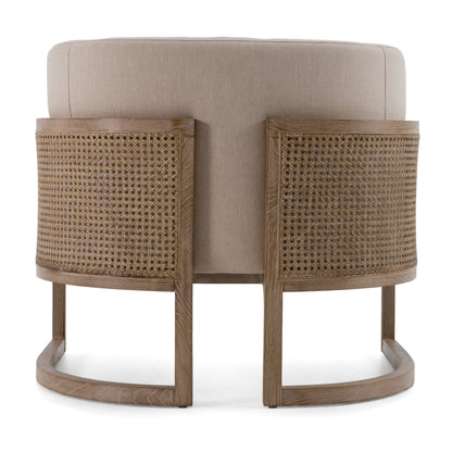 Modrest Haney Modern Grey Fabric Grey Oak+ Rattan Accent Chair