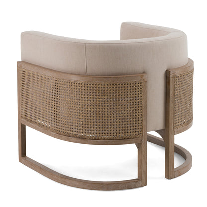 Modrest Haney Modern Grey Fabric Grey Oak+ Rattan Accent Chair