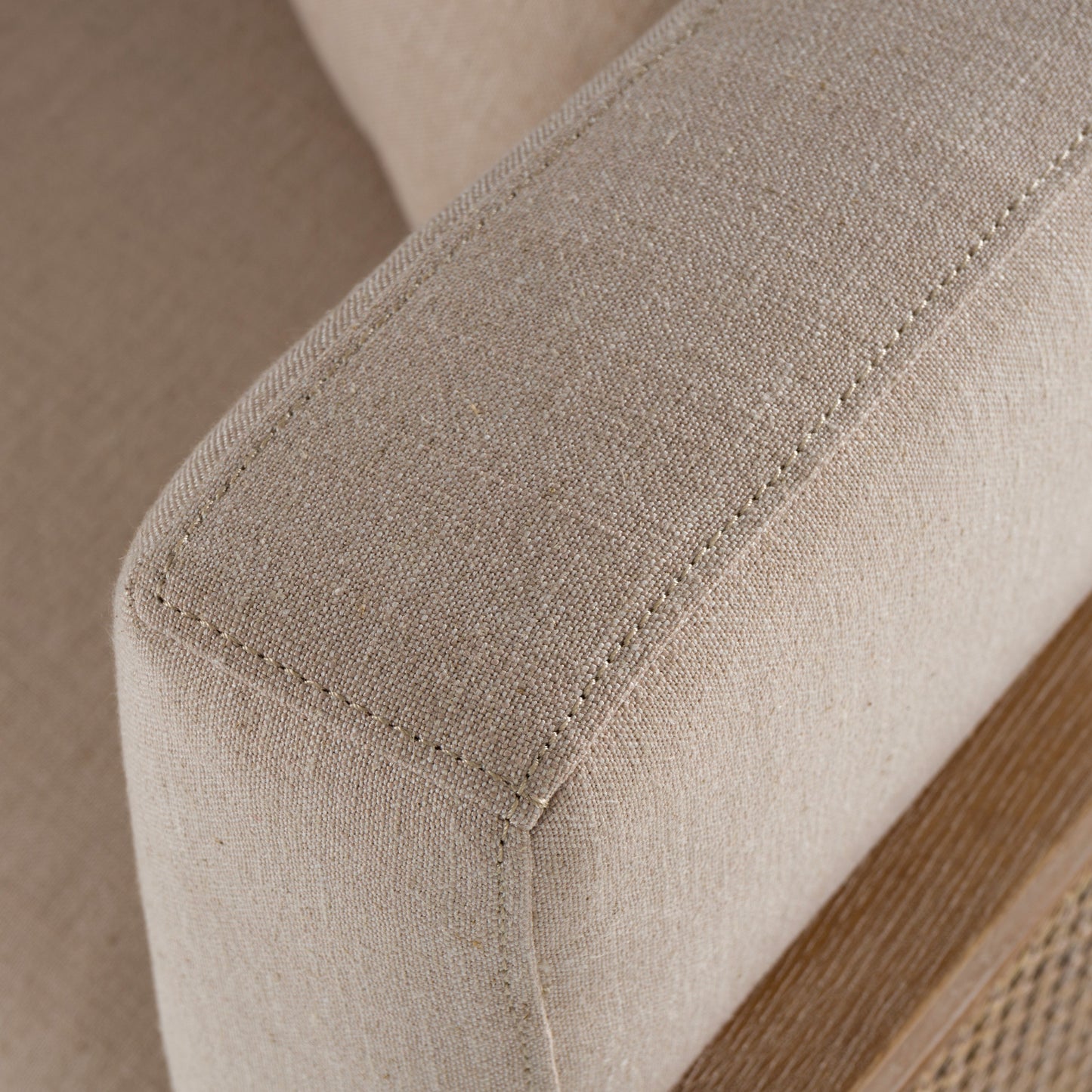 Modrest Haney Modern Grey Fabric Grey Oak+ Rattan Accent Chair