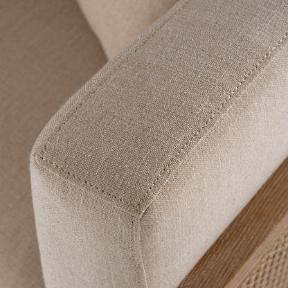 Modrest Haney Modern Grey Fabric Grey Oak+ Rattan Accent Chair