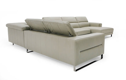 Divani Casa Hawkey Contemporary Light Grey Leather RAF Chaise Sectional Sofa