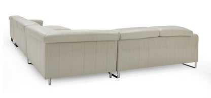 Divani Casa Hawkey Contemporary Light Grey Leather RAF Chaise Sectional Sofa