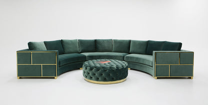 Divani Casa Ritner Modern Green Velvet Curved Sectional Sofa