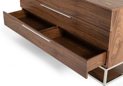 Modrest Heloise Contemporary Walnut and Stainless Steel Dresser