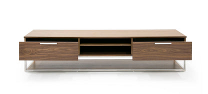 Modrest Heloise Modern Walnut and Stainless Steel TV Stand